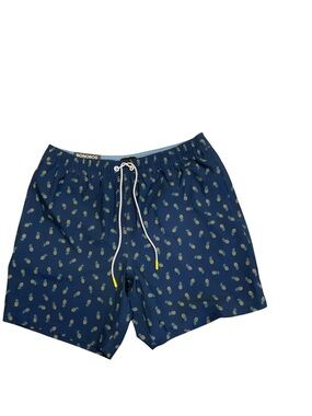 Bonobos Mens Navy Blue Pineapple Print 7 Inch Inseam Swim Shorts Trunks Size M